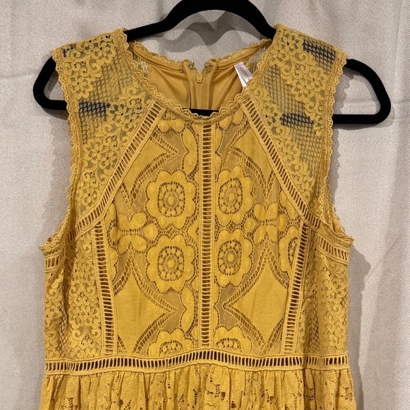 Xhilaration Yellow Lace overlay Sleeveless Dress XL - Picture 2 of 6